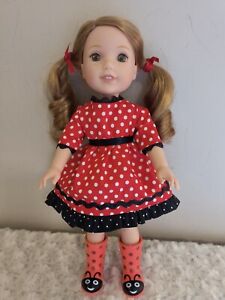 DRESS~red & white Polkadot~made for Willa  or  any WellieWisher/GlitterGirls