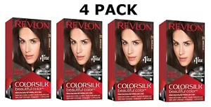 4 PACK Revlon ColorSilk Beautiful Color Permanent Hair Color 20 Brown Black - Picture 1 of 8