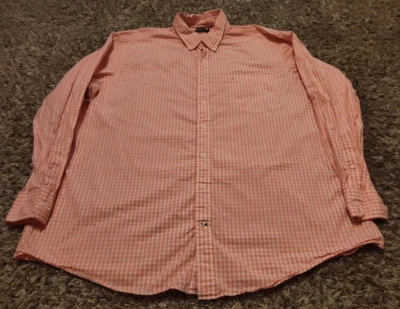 Camisa Nautica Masculina 3XLT Rosa Gingham Xadrez Manga Longa Botão para Baixo 100% Algodão - Imagem 1 de 4