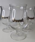 Duvel Large Tulip Beer Glasses With Gold Duvel Logo 6.5? 3 Glasses Great Shape
