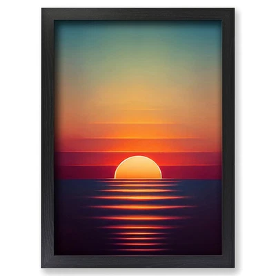 Framed Uplifting Sunset View Abstract Wall Art Canvas Print Poster Picture - Image 1 of 4