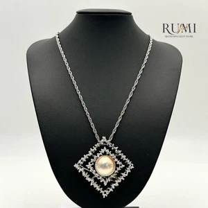 TASAKI Akoya Pearl Necklace Brooch 14K Snow White From Japan - Picture 1 of 24