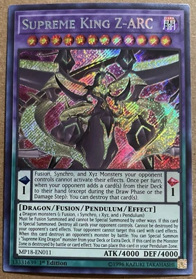 Yu-Gi-Oh!  SUPREME KING Z-ARC - SECRET RARE HOLO MP18-EN011 1ST EDITION MINT/NM - Image 1 of 4