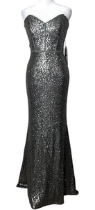 THEIA Bridesmaids All over Sequin Gown Maxi Dress In Smoke Sz 8 Wedding NWT$295 - Picture 1 of 13