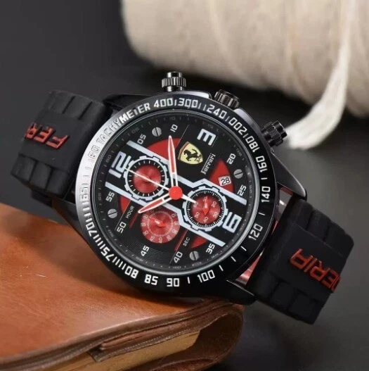New Men's Formula 1 Scuderia Ferrari 46mm Luxury Chronograph Red Silicone Watch - Image 1 of 1