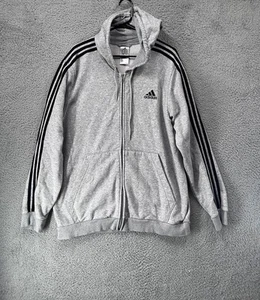 Adidas Sweater Men's Size XL Gray Full Zip Up Hoodie Sweatshirt A0 - Picture 1 of 5
