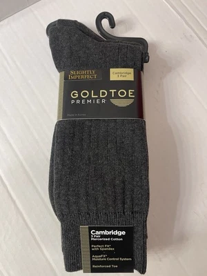 Meias masculinas Gold Toe Premier Black Crew ligeiramente imperfeitas - Imagem 1 de 4