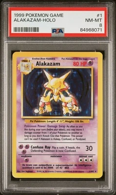 PSA 8 NEAR MINT - MINT 1999 Pokemon Base Set 1/102 Alakazam Holo Rare WOTC - Image 1 of 2