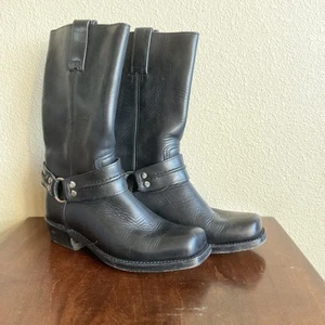 Sendra Herren Geschmeidig Vollleder Harness Stiefel Schnalle Schwarz Moto Spanien 6,5 EUC! - Bild 1 von 12
