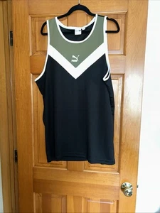 PUMA sleeveless Tank Top Jersey Mens L Black/Green/white - Picture 1 of 3