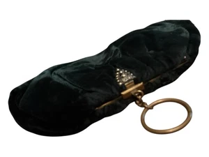 Antike Art Deco Vintage grüne Samt Clutch Handtasche Strass Ring Bronze - Bild 1 von 18