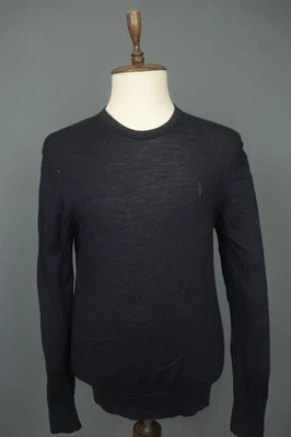 AllSaints Black 100% Merino Wool Raglan Sleeve Crew Neck Pullover Sweater Sz XL - Image 1 of 4