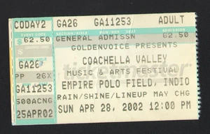 COACHELLA con OASIS, FOO FIGHTERS STROKES BOLETO DE CONCIERTO TALÓN 28 DE ABRIL 2002 INDIO CA - Imagen 1 de 2