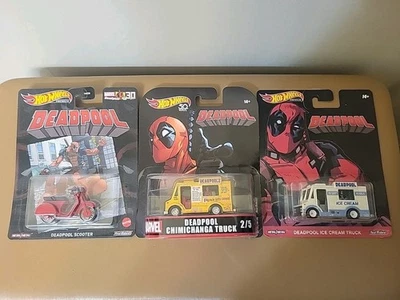 Hot Wheels DEADPOOL ~Lot Of 3~PREMIUM CARS / ENTERTAINMENT Series ~Marvel 1:64 - Image 1 of 4