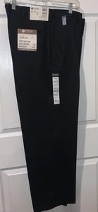 Haggar Men's Premium No Iron Khaki Straight Fit Flat Front BLACK Size: 38W x 30L - Picture 1 of 2