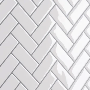 White Self Adhesive Wall Tiles Herringbone Tile Stickers for Bathroom - Picture 1 of 5