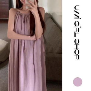 Elegant Halterneck Sleeveless Dress for Women Summer Loose Fit Fashion Style - Picture 1 of 30