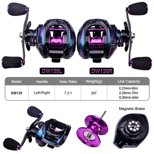 7,2:1 Übersetzung Metall Angeln Baitcastrolle Rechtshand 10kg/22LB Max Drag - Bild 1 von 26