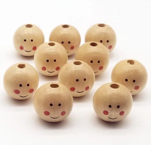 new14mm 18mm 22mnm 25mm Smiling face doll head wood beads Jewelry Accessories - Picture 1 of 15