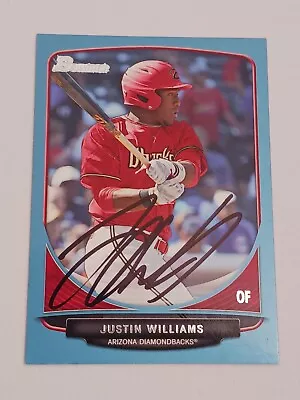 Justin Williams Arizona Diamondbacks 2013 Bowman Autograph Card #BDPP94 READ DES - Image 1 of 2