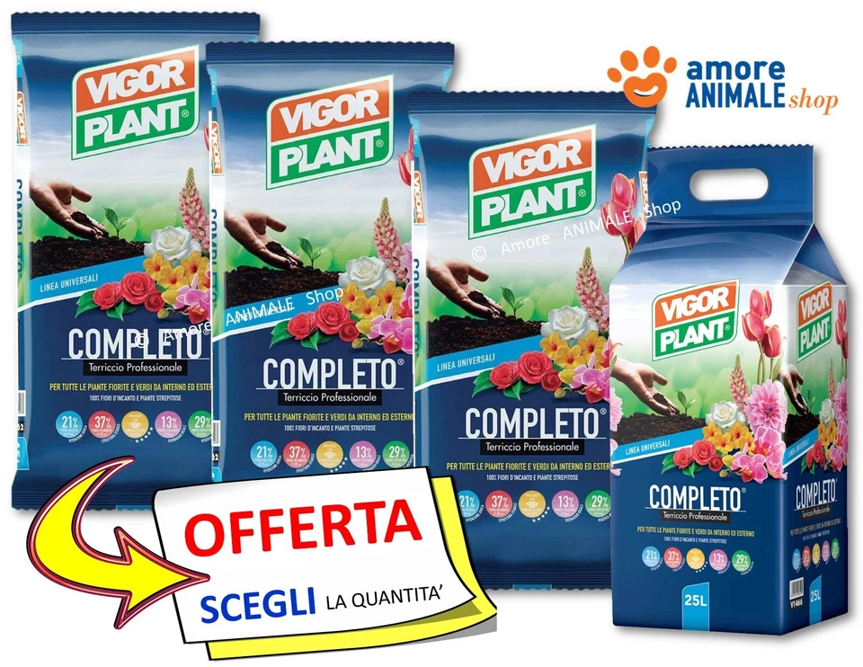 VIGOR PLANT VigorPlant COMPLETO → 10 / 20 / 25 / 45/ 70 Lt - Terriccio UNIVERSALE per Piante