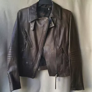 NWT Coach 85080 XS X-small Slim Moto Biker Leather Jacket Brown Dusty Olive - Picture 1 of 12