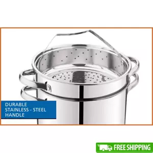 Set Multifornello Acciaio Inox 8qt Stock Pentola Vaporiera Colino Coperchio Vetro Nuovo - Foto 1 di 13