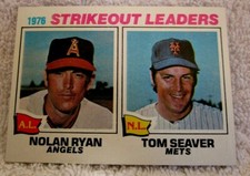 NOLAN RYAN/TOM SEAVER 1977 TOPPS STRIKEOUT CARD#6 VG+-ANGELS/NY METS HOFERS   