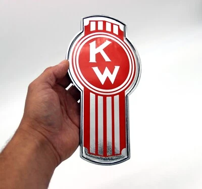 Kenworth Vintage Bug Hood Rejilla Logo Emblema Insignia Cromo y Rojo Sólido Clásico Foto 1 de 4