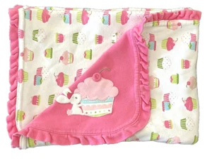 Gymboree Bunny Cupcake Blanket Baby Girl Layette 2013 Reversible Ruffled - Picture 1 of 6
