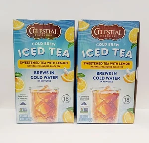 (2) Celestial Seasonings Cold Brew Sweet Iced Black Tea With Lemon 18 Bags - Picture 1 of 2