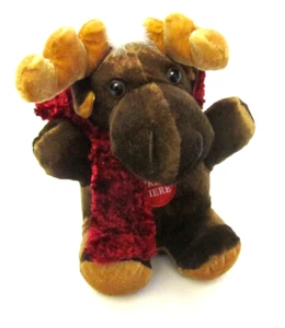 Dan Dee Alce Peluche 6" Marrone Rosso Sciarpa Natale Nonna Got Ran Over VEDI VIDEO - Foto 1 di 4