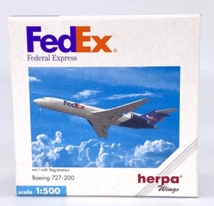 Herpa Wings 503099 - FedEx Federal Express Boeing 727-200 - 1:500 Diecast NOB - Picture 1 of 9