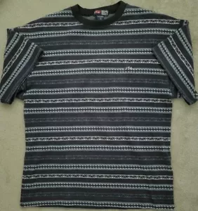 T-shirt vintage anni 90 con logo ricamato arrugginito a righe M surf skate - Foto 1 di 2