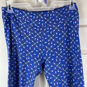 Lularoe Leggings Size Tall And Curvy Blue Snowflakes Ankle Length 