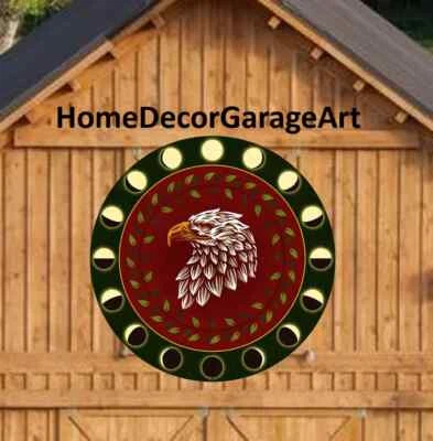 AMISH BARN QUILT DESIGNS Barn Quilt Sign, Eagle Wreath Moon Phases, Round Hex Design, Metal Sign, 6 Sizes