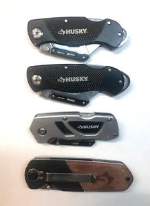 Lot of 4 Husky Lock-Back Utility Knives Box Cutters - Picture 1 of 8