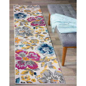 Rugshop Carpet Rug Runner Modern Floral Design Kitchen Rugs Multi 2x7 Runner Rug