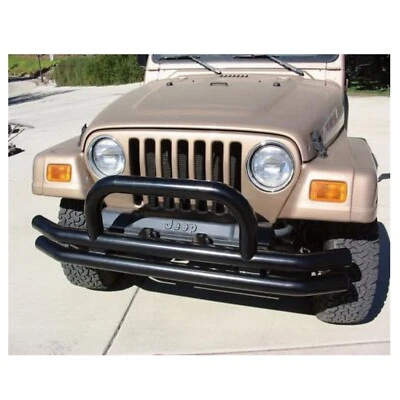 Rampage 8620 Black Double Tube Front Bumper w/ Hoop for 76-06 CJ7/Wrangler YJ/TJ - Image 1 of 3