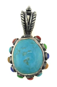 Colgante Barse de plata de ley 925 turquesa y piedras preciosas multicolores - Imagen 1 de 7