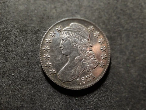 1831 BU AU Lightly Enhanced Capped Bust Half Dollar Nice Looking Coin RXR BBX Cover