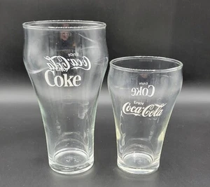 2 Vintage Coca-Cola Fountain Glasses 2 Sizes Enjoy Coke & Enjoy Coca-Cola Logos - Picture 1 of 13