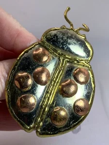 Marienkäfer Handarbeit CC RIESIG Vintage Tri-Metall Brosche Anstecknadel Anhänger M-4227 - Bild 1 von 6