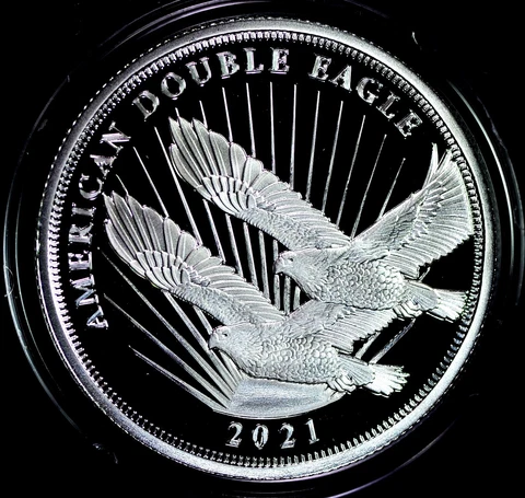 Pure Silver LARGE PROOF 2021 COOK ISLANDS DOUBLE EAGLE 2 DOLLARS! 40 mm Diameter Cover