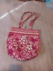 VERA BRADLEY PETAL POWER PINK TOTE - VERY RARE - USED Missing The Button At Top. - Picture 1 of 7