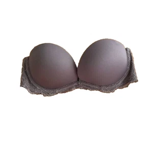 Calvin Klein Strapless Bra Lace Trim Padded Nude Tan Size 32C - Picture 1 of 5