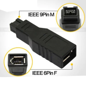 400/800 FireWire 6-Pin Female to 9-Pin Male IEEE1394a 1394b Adapter Converter - Picture 1 of 9