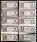 HONG KONG ONE CENT YOUNG QUEEN ELIZABETH UNC 10 BANKNOTES