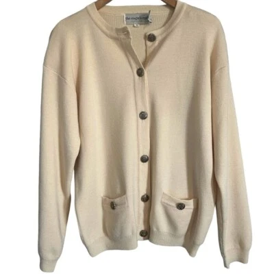 Cárdigan Vintage Amarillo Mantequilla Mujer Lana Abotonada Preppy Dinero Antiguo Talla Pequeña Foto 1 de 4