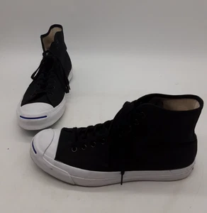 Converse Jack Purcell Signature Black White Hi Top Sneakers UK 9.5 - Picture 1 of 10